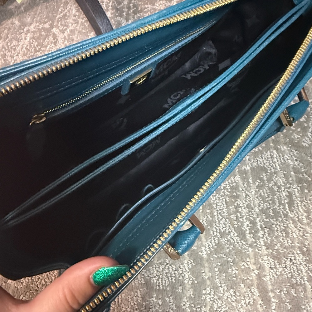 MCM Structured Saffiano Leather Satchel with Crossbody Strap - Picture 11 of 14